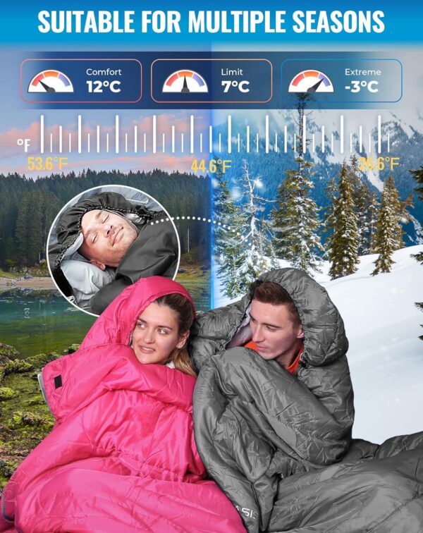 8c962b69a191c4b8 KingCamp Sleeping Bag 3 Season- Lightweight Waterproof Camping Sleeping Bag Indoor & Outdoor Use for Adults Kids for Hiking Backpacking and Camping with Compression Sack