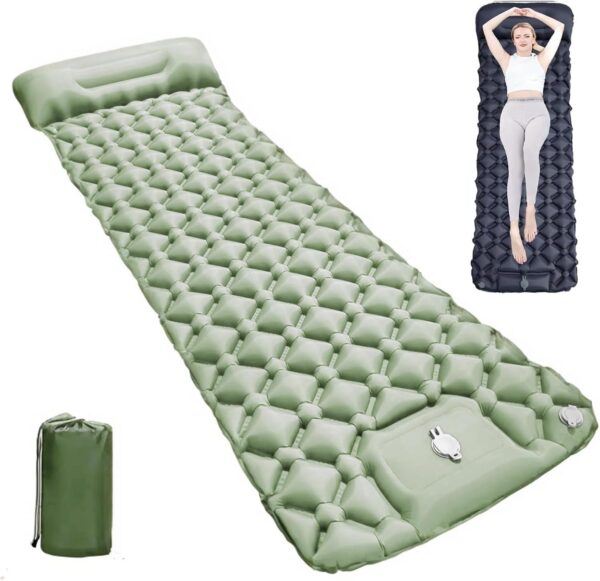 Coziya Matelas, Camping-Matratze, 5 cm Ultraleichte Aufblasbare Camping-Matratze, Aufblasbares Schlafpad Mit Eingebauten Kissen, Zum Campen, Reisen, Zuhause, BüRo,Blue