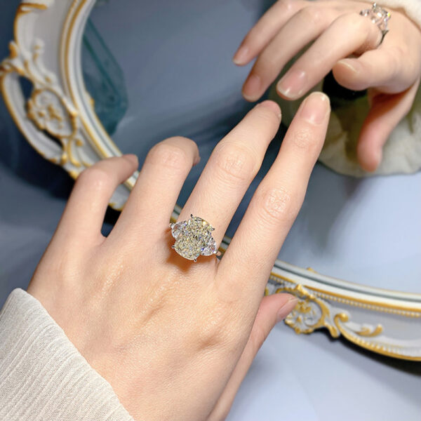 8cb3ef0cd1355bd2 Trend 100% Real Sier 9*13mm White G High Carbon Diamond Rings for Women Wedding Band Party Fine Jewelry Female Gifts