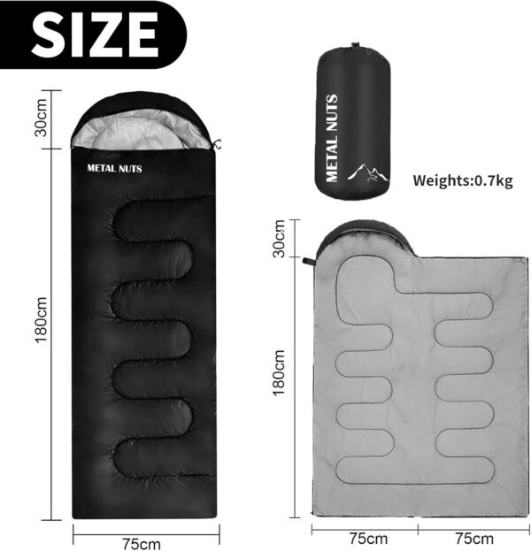 Sleeping Bag for Adults – Lightweight & Warm Waterproof 3-Season Sleeping Bag for Camping, Hiking, Outdoor & Indoor Use, Compact & Comfortable with Compression Bag