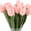 IPOPU 12PCS Pink Tulips Artificial Flowers for Decoration Fake Tulips Real Touch Fake Pink Flowers Artificial Floral Arrangements Pink Faux Tulips Decor Table Home Kitchen Wedding Decorations (Pink)