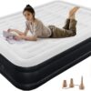 BEBAS Queen Size Air Mattress with Built in Pump Fast Electric Inflation/Deflation Mattress Blow up Bed Inflatable for Home,Guests,Office,Camping Airbed 16 Inch Tall,600lbs Max,Black