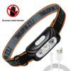 Mini Rechargeable Powerful Sensor Headlamp Fishing Camping USB Flashlight COB LED Head Light Torch Headlights Front Lantern