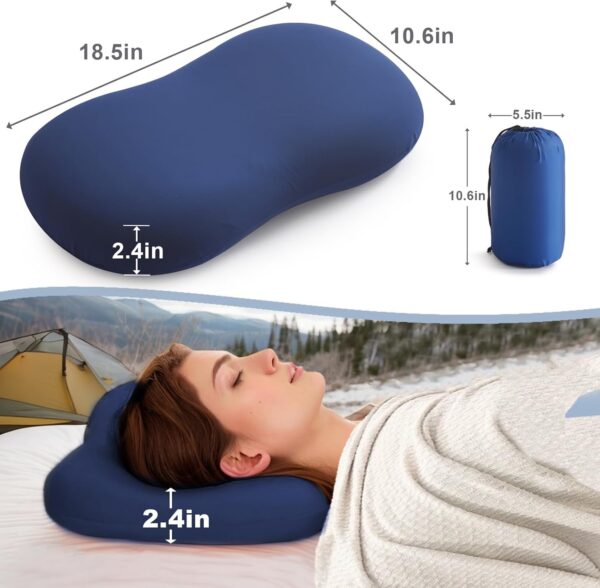 Camping Pillow for Sleeping, Memory Foam Travel Pillow, Cooling Small Pillow for Camp,Backpacking,Trip,Breathable & Waterproof Cover (1, Blue)