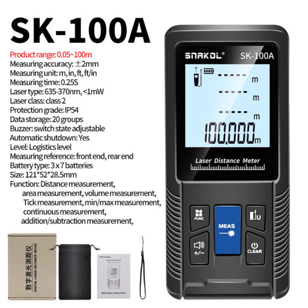 Snakol Laser Meter 40m 50m 70m 100m 120m Rangefinder Digital Range Finder Trena Roulette Ruler Distance Measuring Tape