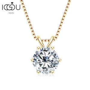 8d1c0c0b72b93f68 IOGOU 1 Carat D Color Diamond Pendant Real Sterling Sier Simulated Engagement Moissanite Necklace Gift