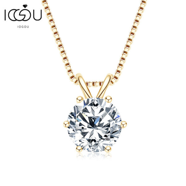 8d1c0c0b72b93f68 IOGOU 1 Carat D Color Diamond Pendant Real Sterling Sier Simulated Engagement Moissanite Necklace Gift