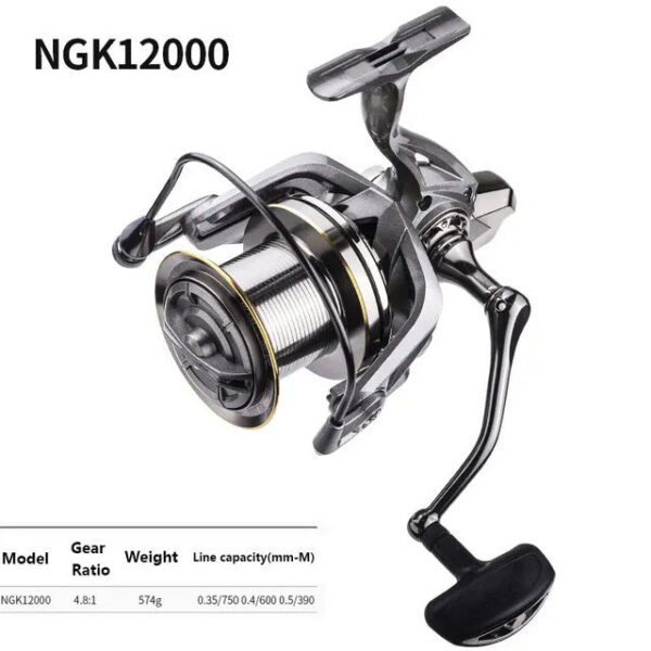 NHUE Big Spinning 8000 9000 10000 12000 14000 Drag 20KG Powerful Reel Saltwater Fresh Water Fishing Pesca