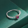 Creative Rainbow Series Ruby Emerald Oval Small Diamonds Couple Ring Original Sterling Sier Geometric Anniversary Gift Jewelry