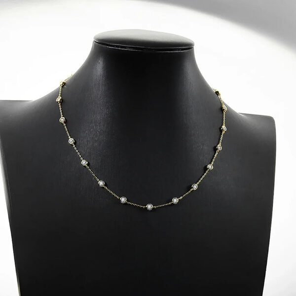 8d356b1650e5c6ae 3mm D Color Full Moissanite Tennis Necklace with Certificate Sterling Sier Bezel Set Bubble Round Cut Diamond Neck Chain