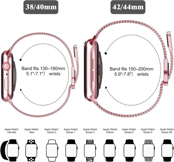 Geoumy Metal Magnetic Bands Compatible for Apple Watch Band 41mm with Case, Stainless Steel Milanese Mesh Loop Replacement Strap Compatible with iWatch Series 8/7/6/5/4/3/2/1 SE Women Men,Brown Gold
