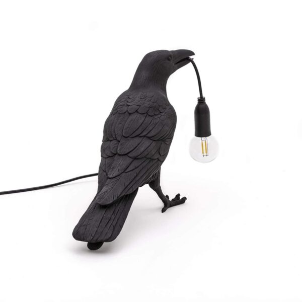 The Gothic Lamp,Cute Black Raven Desk Light with USB Line,Unique Resin Halloween Crow for Table Decor,Goth Decor,Black Bird Decor, Art Decor,Home Decor,Living Room,Bedroom (2 Bulbs)