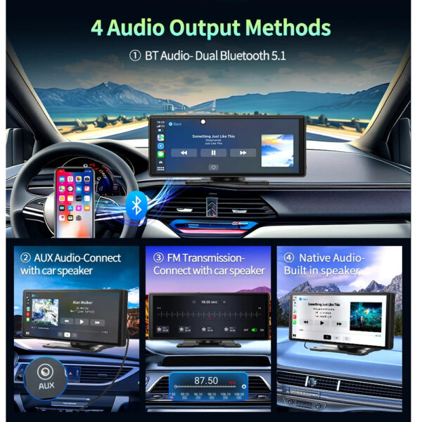 Imagebon Android 13 Dash Cam Wireless CarPlay & Android Auto Car DVR Netflix Google Play GPS Bluetooth Rearview Mirror Camera