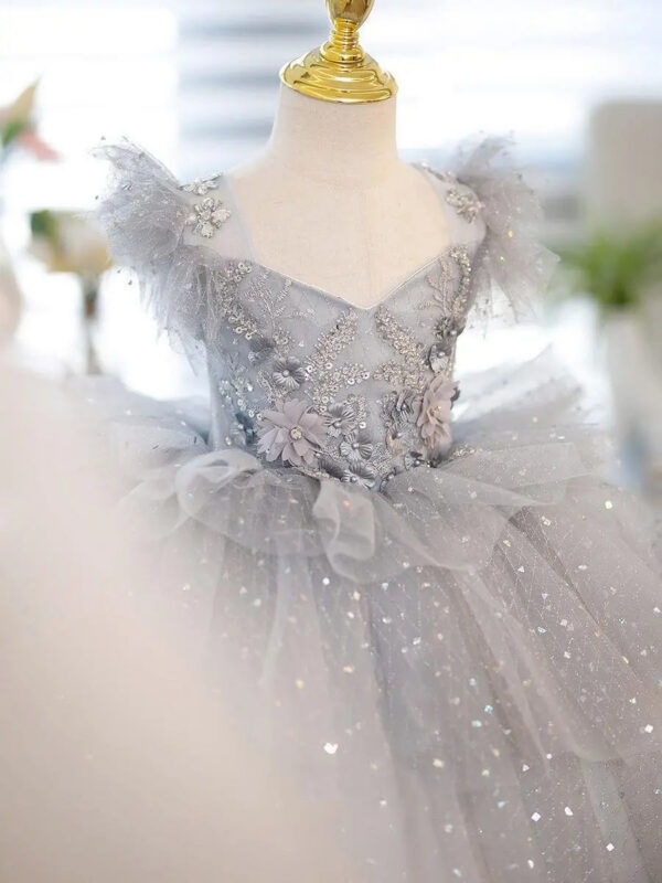 Kids for Girls Costumes Wedding Birthday New Year Party Lace Sequin Elegant Princess Summer Children’s Dress 1-10 Yrs