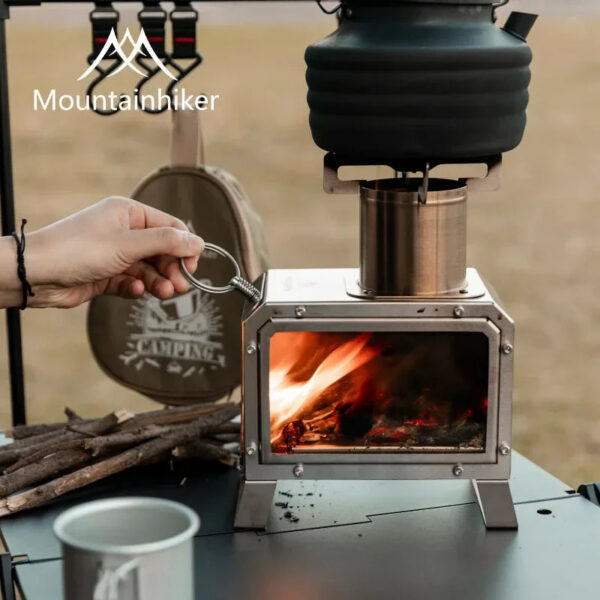 8d90c0f89aa16c75 MOUNTAINHIKER Portable Firewood Square Stove Stainless Steel Outdoor Fire Heater Stove Picnic Hiking Camping Wood Burner Stove