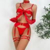 8d911f3a474a1ddb Sexy Black Open Breast Satin Bowknot Strappy Lingerie 6pcs Sets Open Bra And Back Open Panty Underwear Set Fancy Erotic Suit New
