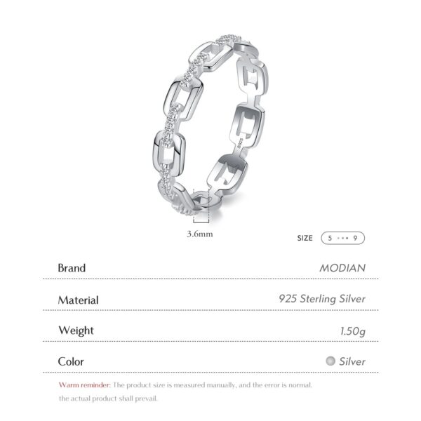 Modian Fashion Geometric Clear CZ Ring Real 925 Sterling Silver Exquisite Stackable Finger Rings For Women Statement Jewelry