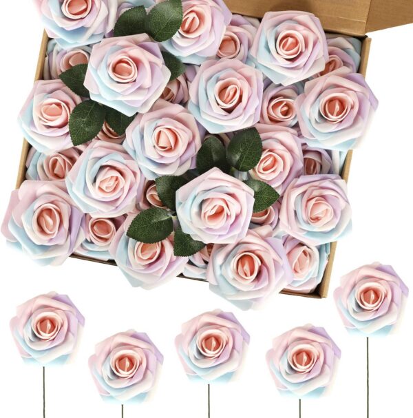 8dacd8b905518d9b MACTING 30PCS Artificial Glitter Flowers, Black Fake Roses with Stem for Valentines Day Tree Ornaments Party Wreath Home Spring Indoor Decorations