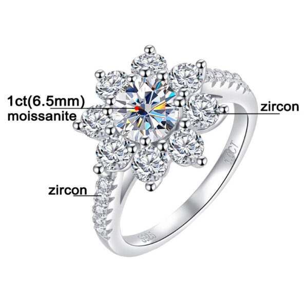 Real Moissanite Sterling Sier For Women 1/2CT Suower Brilliant Diamond Plated Wedding Jewelry Ring with Certificate