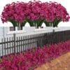 21 Bundles Artificial Outdoor UV Resistant Flowers No Fade Fake Outside Flowers Plastic Greenery Faux Shrubs Garden Porch Window Box Home Decoration(Purple)