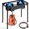 8de089ebf0b383f9 Outvita 150,000 BTU Portable Gas Camping Stove, Outdoor Propane Burner with 20psi Regulator, High Pressure Single Cooker Camp Cooking Home Brewing and Frying