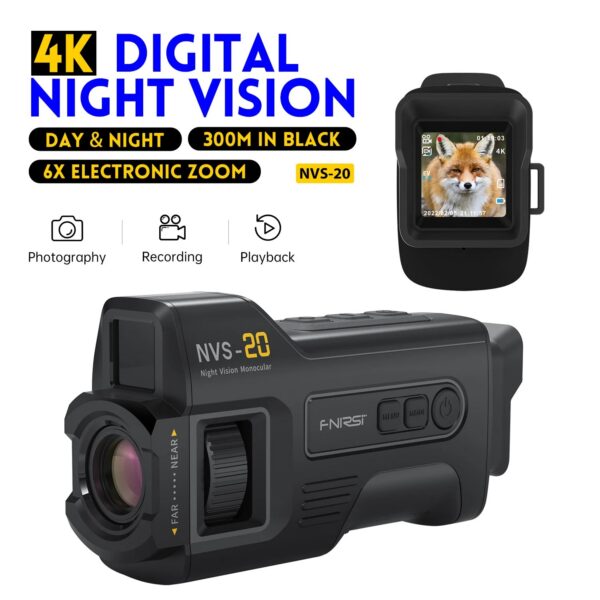 8dec85f8909028ab FNIRSI Telescope NVS-20 4K HD Monocular Night Vision Goggles 6X Digital Zoom 300m Hunting Camping Scope Day and Night Dual Use
