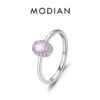 8dfd6da815572e87 MODIAN Real 925 Sterling Silver Classic Elegant Oval Rainbow Colorful Zirconia Ring For Women Wedding Engagement Fine Jewelry
