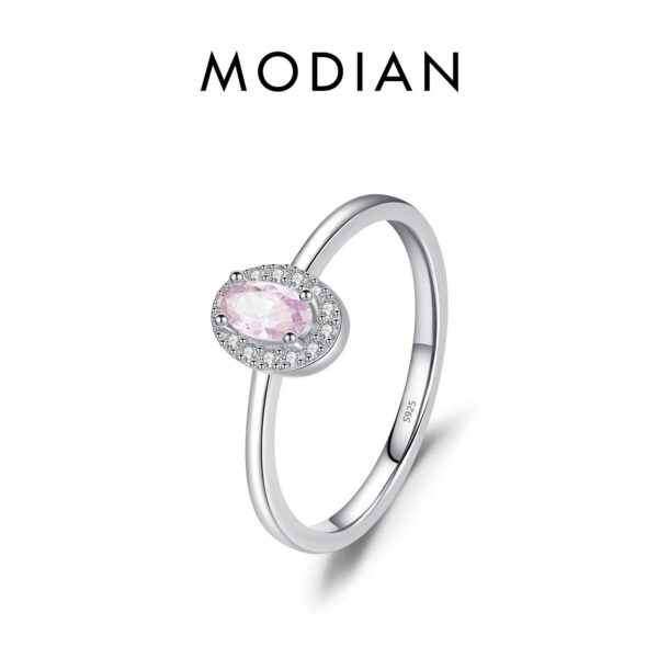 8dfd6da815572e87 MODIAN Real 925 Sterling Silver Classic Elegant Oval Rainbow Colorful Zirconia Ring For Women Wedding Engagement Fine Jewelry