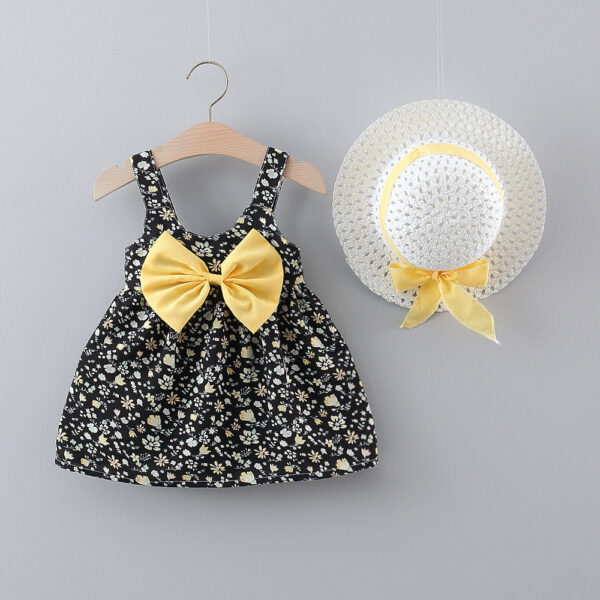 8e08df0a9f12ddbd 2pcs/Set Baby Girl Summer Fashion Dresses Floral Sling Children Clothing Sweet Cute Kids Sleeveless Dress 0-3 Years Old Toddlert