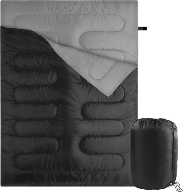 Double Sleeping Bag, 3 Season Waterproof Warm Rectangular Sleeping Bag for Adults, 2 Person Sleeping Bags with Compression Sack for Camping, Hiking, Backpacking, Outdoor Traveling