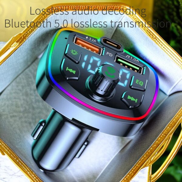 8e21437e3e452d5e Q7 Charger Car FM Transmitter Bluetooth Hands Free Mp3 True 3.1A Dual USB Port PD Charging