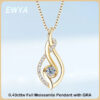 EWYA 2023 Trendy D Color 0.43cttw 4mm Full Moissanite Pendant Necklace for Women Girls S Sier Diamond Neck Chain Necklaces