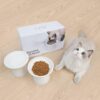 8e5ce7277f1f8d0c 2 Extra Wide Raised Cat Food Bowl, Elevated Anti-Vomiting Cat Feeder Whisker Stress-Free Dog Two Bowls Ceramic Cat Feeding Bowls White