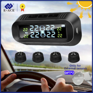 8e5cfd73fbae3780 E-ACE Smart TPMS Auto Monitoring Security Alarm Anti High Temperate And Cold USB TMPS Tyre Pressure Car Electronic Accessori
