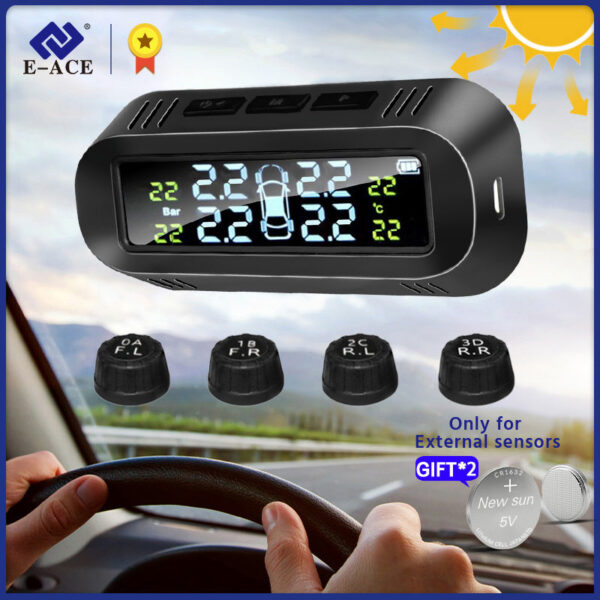 8e5cfd73fbae3780 E-ACE Smart TPMS Auto Monitoring Security Alarm Anti High Temperate And Cold USB TMPS Tyre Pressure Car Electronic Accessori
