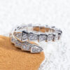 Classic Brand Designer S Designers Ring Sier Plated for Women Open Snake Pattern Easy to Deform Lady Bone Rings Full Diamond Top Level Gift Casual Fashion Party