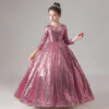 Girls Kid‘s Dress for Wedding Christmas Party Lace Elegant Sequin Tulle Princess Pageant Formal Vestidos