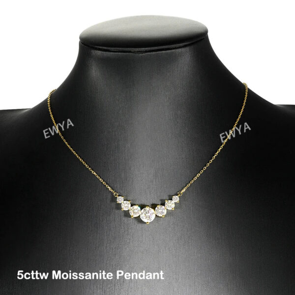 EWYA Sparkling 1.7/2.8/5cttw Full Moissanite Pendant Necklace for Women S Sier Plated Gold Pass Diamond Test Necklaces