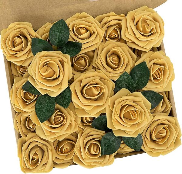 N&T NIETING Artificial Flowers, 25Pcs Fake Flowers Roses Perfect for DIY Wedding Bouquets Centerpieces Bridal Shower Party Home Flower Arrangement Decorations, Rainbow Color