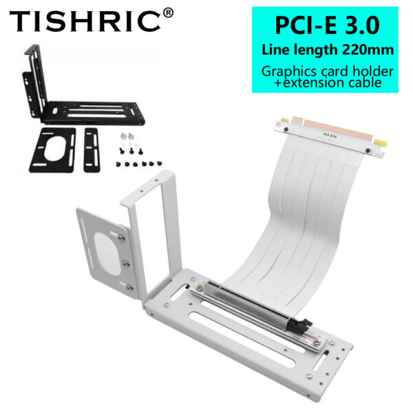 TISHRIC PCIE 3.0 /4.0 To 16X Riser Flexible Cable High Speed Extension Port Adapter with Graphics Card Holder