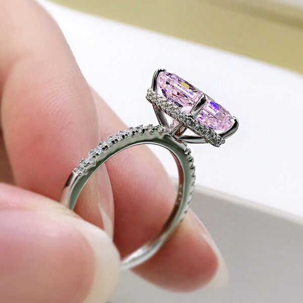 8e9e3d43594fc560 OEVAS 100% Sterling Sier 8*10mm Yellow Pink Aquamarine High Carbon Diamond Radiant Cut Rings For Women Party Fine Jewelry