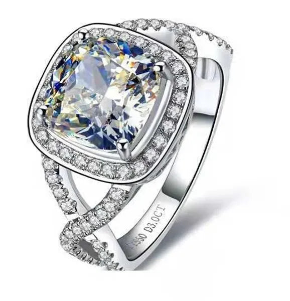 Emerald Cut 2ct Diamond Cz Ring Sterling Sier Promise Engagement Wedding Band Rings for Women Gemstones Party Jewelry Gift