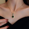 4PCS Sets Exquisite Quadrate Rhinestone Necklace Earrings Ring Set Charm Ladies Jewelry Fashion Bridal Gifts