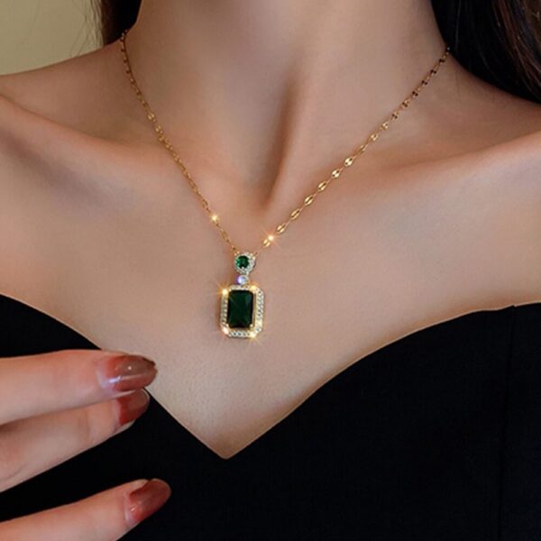 4PCS Sets Exquisite Quadrate Rhinestone Necklace Earrings Ring Set Charm Ladies Jewelry Fashion Bridal Gifts