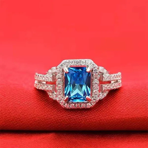 Emerald Cut 2ct Diamond Cz Ring Sterling Sier Promise Engagement Wedding Band Rings for Women Gemstones Party Jewelry Gift