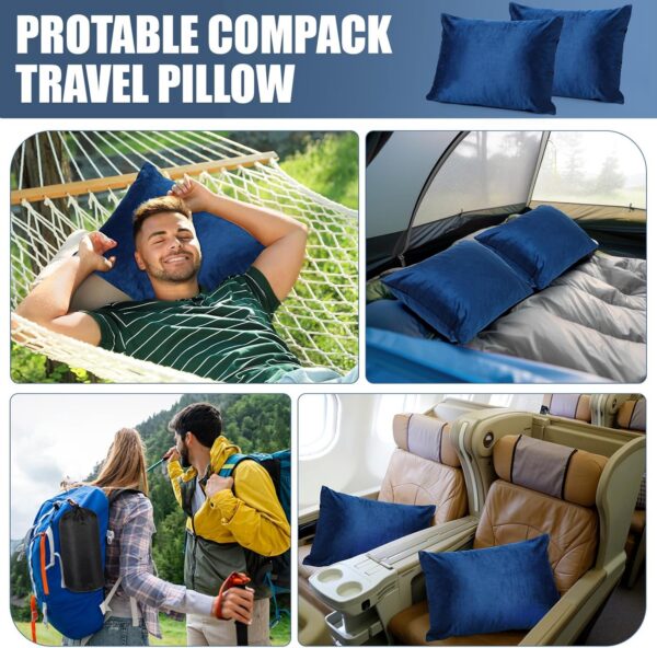 8ed7dedee70aa5eb 2 Pack Camping Pillow for Sleeping Shredded Memory Foam Travel Pillow with Storage Bag, Compressible Portable Pillow for Outdoor Camp Backpacking Hiking Essential Gear (Blue, Small)