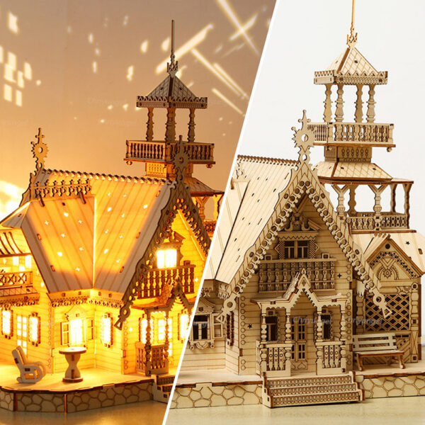8ee7c6424349fce6 Villa 3D Wooden Kit with Light Castle Puzzles Assembly Toy Kid Adult DIY Model Kits Desk Decoration for Gift