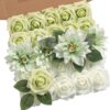 YYHUAWU Artificial Flowers Combo Box Set Gradient Color Flower Leaf with Stems for DIY Wedding Bouquets Centerpieces Baby Shower Party Home Decorations Peach
