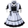 Anime French Maid Apron Lolita Fancy Dress Cosplay Costume Furry Cat Ear Gloves Socks Set(2XL)