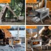 8f202ec3d2085726 UNHO Camping Tent Stove: Portable Wood Burning Stove Stainless Steel Outdoor Cooking Heater Log Burner with 7 Chimney Pipes for Tent Shelter Garden Silver